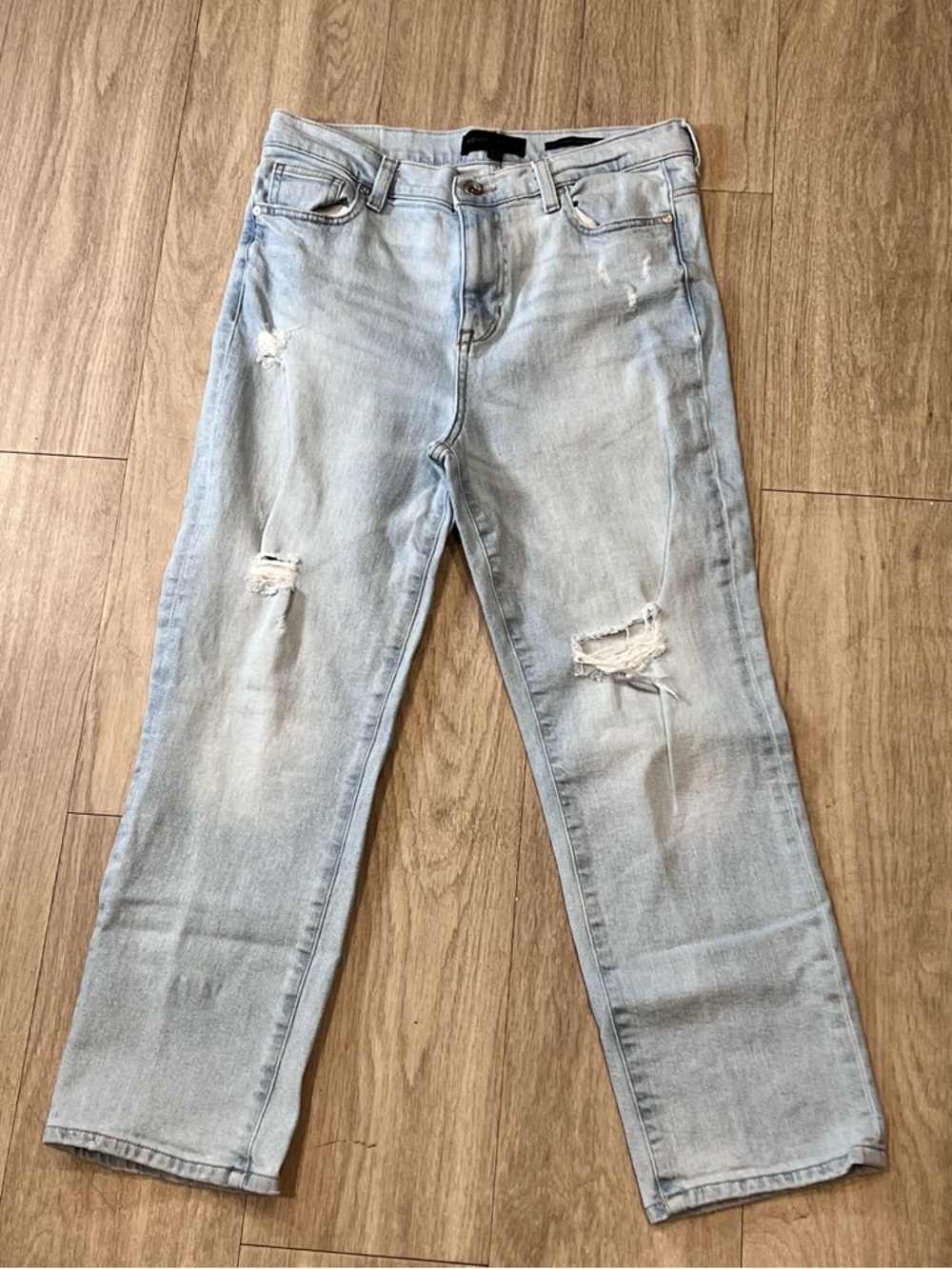 Kendall + Kylie Icon High Rise Straight Jeans 11/30 Light Wash Distressed Y2K